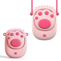 고양이 발바닥 목걸이 어린이 휴대용 무선 선풍기 유아 넥선풍기 (tp084-C), 발바닥 선풍기 화이트