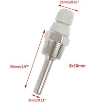 30-200mm 써모웰 304 스테인레스 스틸 1/2 BSP G 스레드 온도 센서 250 섭씨 최대 2Mpa 1 개, 02 50mm