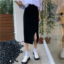 해뜰 슈슈 캐주얼 트임 골지 니트치마 밴딩스커트 (9468914)