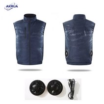 AKRUA 선풍기조끼 여름 현장 아이스 에어컨옷 작업복 아이스 선풍기옷, 블루XL