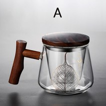 나무 손잡이 유리 컵 대용량, A