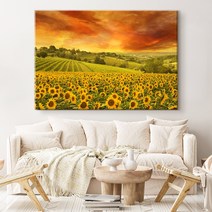더 아트 컴퍼니 복을 부르는 재물운 금전운 풍수 황금해바라기그림 캔버스액자 43종 (1-16번), 12. 석양빛 해바라기밭
