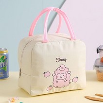 회사원도시락가방 스텝도시락 핸드백 애니메이션 쿨러백 있음 밥 식사함 대용량 직장인 런치가방 2986734344, 베이지 작다 양 - 1개입