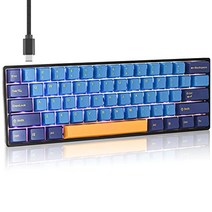 Ussixchare GK61 기계식 키보드 60% SK61 60% 미니 RGB 게이밍 키보드 핫 스왑 가능 무소음 레드 스위치 PC/윈도우/PS4/Xbox용 (게이트론 광학 레드, Gateron Optical Red, Nautilus