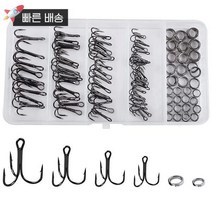 Shaddock Fishing 트레블 후크 및 스플릿 링 키트 130피스 다양한 클래식 고탄소강 낚시 트리플 튼튼한 스테인리스 스틸 루어 바닷물 담수 428074