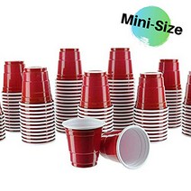 Party Bargains Mini Red Disposable Shot Glasses | Plastic Shot Cups Jello Shots Jager Bomb Beer P, 1