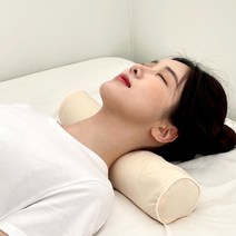 집콕 경추베개 거북목 일자목 목디스크 수건 경추목베개, 메밀 크림베이지