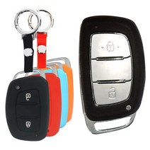 바이디지탈 현대 포터2 일렉트릭 전기차 2버튼 스마트 키 / 실리콘 차 키홀더+후크 키링 세트, 실리콘 차키케이스+링후크, 오렌지