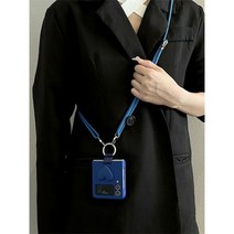 Z 플립 5 단색 러브 하트 크로스 바디 목걸이 케이스 삼성 갤럭시 4 Z플립 3 럭셔리 휴대용 전화 링 커버
