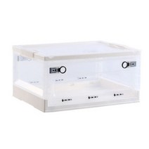 폴딩박스 투명 리빙박스 오픈형 옷 정리함 옷장 수납함 플라스틱 정리함, 화이트(대형)