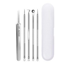 미용건강3/4/5Pcs 스테인레스 스틸 여드름 제거 키트 흠집 추출기 리무버 바늘 얼굴 스킨 케어 청소 도구, 03 은