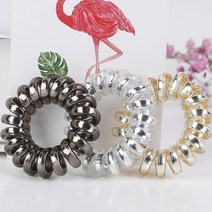 PK글로벌 5P 은은한 유광 스프링 포인트 꼬임 머리고무줄 베이직 머리끈 데일리 헤어끈 머리밴드