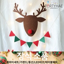 (주)파티해 크리스마스 장식2 C-D - 가랜드 은박커튼 벽트리 장식용품, D07_메리크리스마스루돌프아트월장식