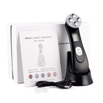 얼굴마사지기계 피부관리 탄력 브이라인 이중턱운동 NOBOX-5in1 RF EMS Electroporation LED 광자 빛 치료 아름다움 장치 안티 에이징 리프팅 강화 눈 스킨, 06 Box