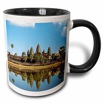 3dRose 257327_4 Angkor Wat temple complex Mirror image reflection Siem Reap Cambodia Black Mug 1