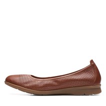 Clarks 여성용 Airabell 미드 발레 플랫 블랙 가죽 12202551, 10 Wide, Tan Leather, Tan Leather