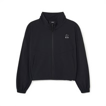 여성 베이직 애슬레저 미디움로고 크롭 바람막이 NY Black
