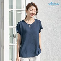 윈드본 여성 인견 해피반팔 블라우스 블루그린 택1