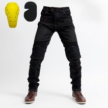 에쉬울프 오토바이 라이더 여름 메쉬 바이크진 슬림핏 바지 라이딩진 청바지 팬츠, 블랙 팬츠 (일반 보호대)