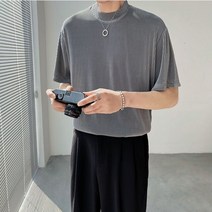 SS 스트리트 아이스 실크 티셔츠 드레이팅 플리티드 반팔 셔츠 핸섬 트렌디 탑 필 유쓰 오넥