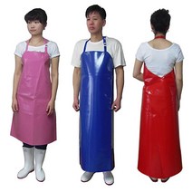 비닐 앞치마 허리 방수 우레탄 업소 정육점 원피스 목걸이형 수산시장, 은색