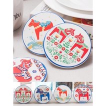북유럽스타일 말 컵받침 4P 카페 플레이트 커피홀더