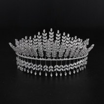 웨딩티아라 백금 도금 여성 신부 티아라 웨딩 헤어 액세서리 크라운 지르콘 미인 대회 미스 유니버스 머리, 01 silver_01 Tiaras