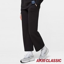 아키클래식 와이드핏 라이트 A로고 여성 트레이닝 팬츠 블랙