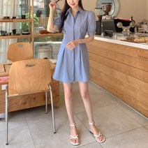 [바보사랑] 22JN02-11107) a라인 셔츠핏 미니원피스