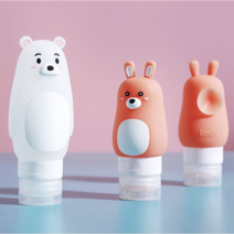 플랫28 휴대용 실리콘 공병 여행용 화장품 용기 리필 튜브 소분 동물 실리콘 공병 3종, 북극곰(90ml)