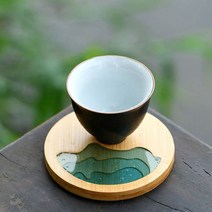 컵홀더 오리엔탈 대나무 티 네추럴 종이 소품 원형 컵받침 코스터 원목 귀여운 사각 동양풍 인테리어 우드, 쿠팡1 사각형