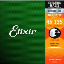 Elixir 엘릭서 나노웹 베이스 기타줄 45 100 105 4현 5현 (게이지선택), 스테인레스 5현 45-135[14782]