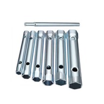 6PC 8-19mm 미터 관 상자 렌치 세트 튜브 바 점화 플러그 스패너 스틸 더블 자동차 플럼 수리를위한 종료, 보여진 바와 같이, 하나