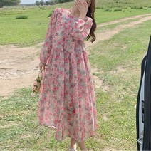 블링앤수 여성 러블리 빈티지 라운드넥 롱 원피스 KZZ330