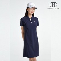 (정품)헤지스골프 [Online Limited] 네이비 트리코트 변형카라 하프플레어 스포츠원피스 HWTS1B915N3