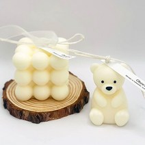 오브제 필라캔들 큐브 곰돌이 우드코스터 3종 세트, 블랙체리