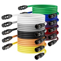 AuxLink XLR 케이블 마이크 7.6m(25피트) 10팩 수-암 금 도금 3핀 10가지 색상 믹서 녹음 스튜디오용 to -, 25ft_10 Pack