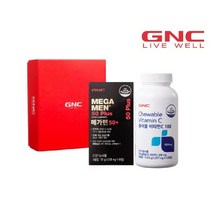 GNC 스토어 남성 비타민 세트 메가맨50+60정 & 츄어블 비타민C100125정, 60정