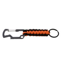 금속 paracord 키 체인 carabiner 후크 꼰 끈 버클 클립 생존 도구 열쇠 고리 홀더 야외 사냥 여행 사이클링, 16x3cm, 아연 합금, 오렌지 블랙