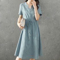 지엔 허리 스트링 플라워 원피스