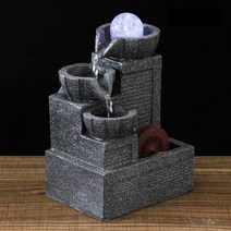 풍수 실내 분수대 정원 미니 분수 사무실선물 천연가습기 인테리어 연못 물 데스크탑 홈, 둥근 입