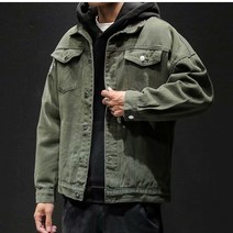 Tagi.데일리 남성용 카고 데님 코트 루즈핏 봄가을 청자켓 바람막이