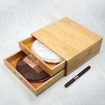한차원 고급 대나무 2단 찻잎 보관함