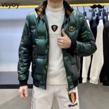 vsyoy 유럽 역 새로운 겨울 캐주얼 다운 재킷 유럽 남성 RC 가죽 라벨 레오파드 헤드 고급 화이트 오리 다운 남성용 코트