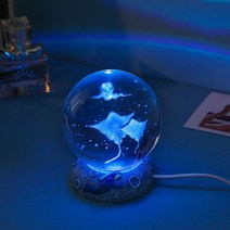 해양 동물 스탈 볼 내부 조각 다채로운 조명 수지 구 스탠드 사무실 홈 스마스 선물, 06 Manta Ray_01 6cm