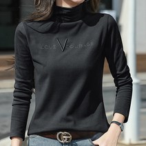 스타일아유고퀄티 여성 스판 슬림 티셔츠 심플 폴라넥 긴팔티 [AYA8TS0360]