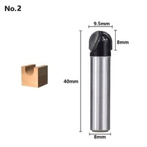 트리머날 평비트 홈파기 드릴 루터날 목공 햄튼 코너 라운딩 라우터 비트 8mm 샹크 우드 스트레이트 엔드 밀 트리머 텅스텐 카바이드 밀링 커터, [02] No.2