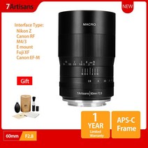 포토부스 7artisans 60mm f2.8 11 배율 매크로 렌즈는 캐논 EOSM EOSR E 후지 M43 nikon z 마운트, [03] M43