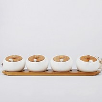 양념통추천 이케아오일병 이케아양념통 통후추그라인더 가정용 주방 용품 소금 통세라믹 나무 커버 조미료 항아리 올리브 오일 병 설탕 그릇 주방 조미료 도구, 4PCS