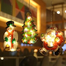 크리스마스 LED 가랜드 조명 창문 유리 트리장식 벽, 스키타는 산타